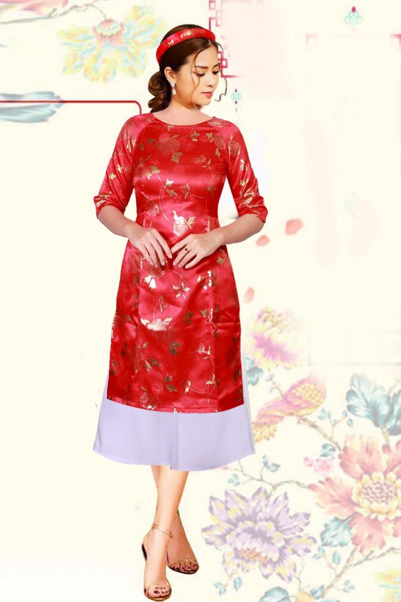 Set áo dài cách tân gấm nhủ cao cấp - AV257