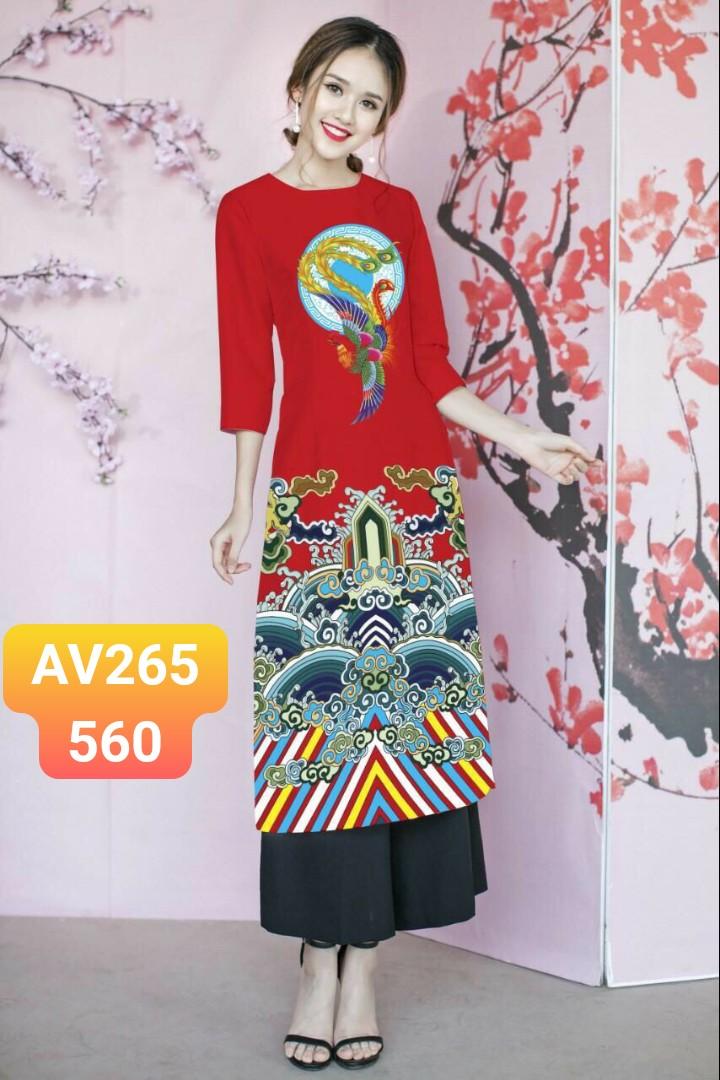 Set áo dài cách tân lụa nhâp in 3D cao cấp - AV265