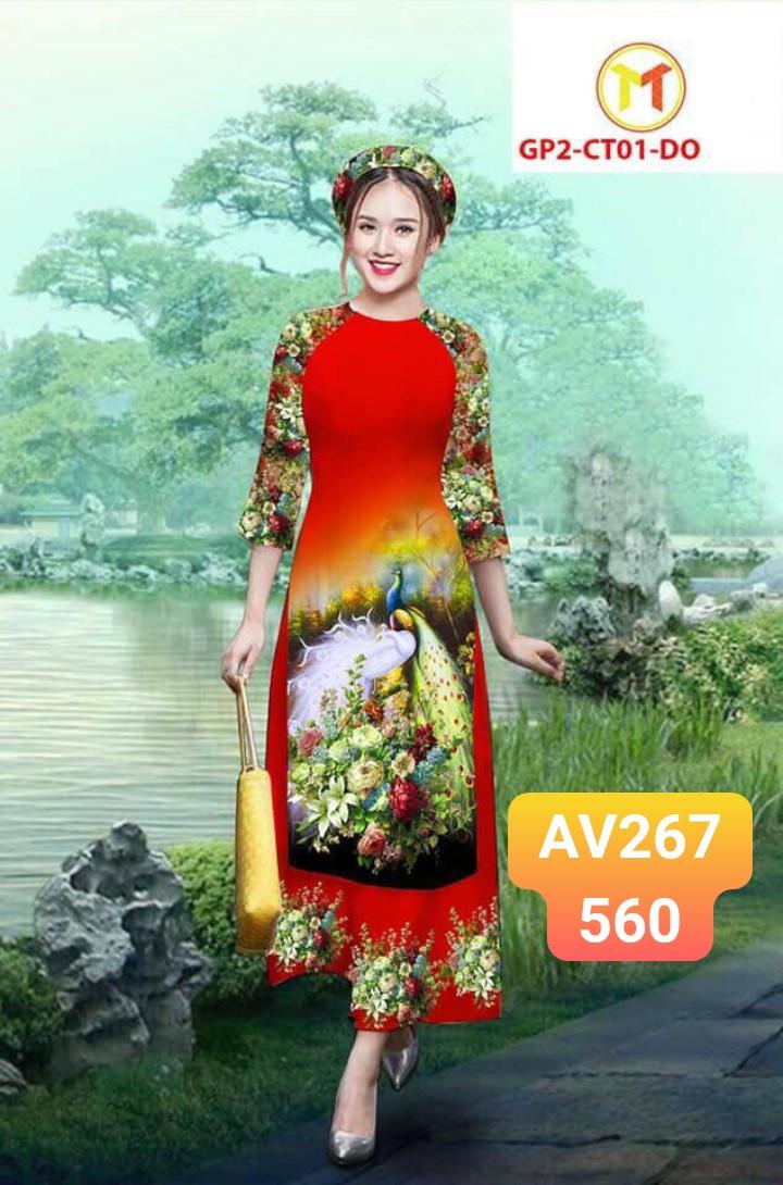 Set áo dài cách tân lụa nhập cao cấp in 3D - AV267