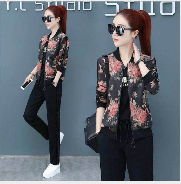 Set Bộ Dài Thể Thao Họa Tiết Hoa - BTN90