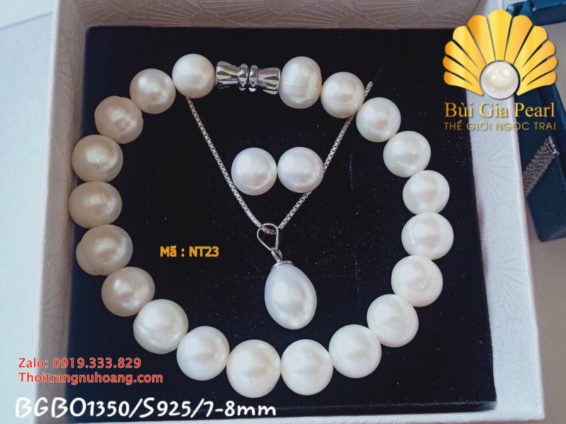 Set trang sức ngọc trai trắng cực sang NT24