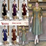 Đầm xòe trung niên thun kim sa ánh nhũ VH694