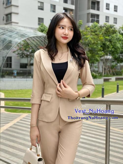 Bộ Vest nữ công sở đẹp, trẻ trung, thanh lịch, sang trọng (Tặng áo thun trong) – VN97