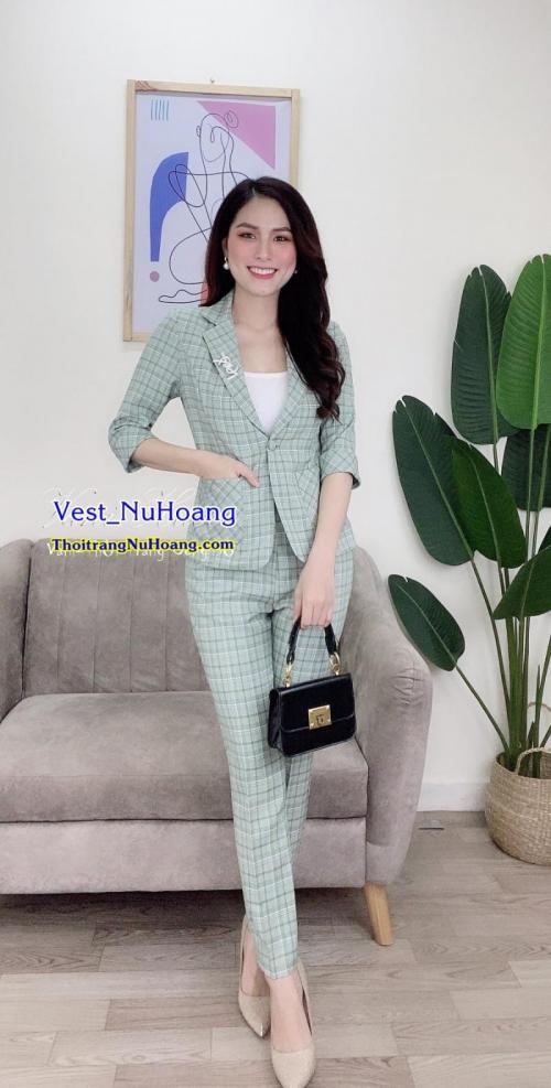 Bộ Vest nữ công sở đẹp, trẻ trung, thanh lịch, sang trọng (Tặng áo thun trong) – VN98