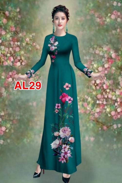 Set áo dài truyền thống hoa cúc bạch AL29