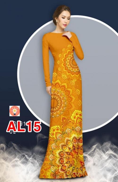 Set áo dài truyền thống in họa tiết cao cấp AL15