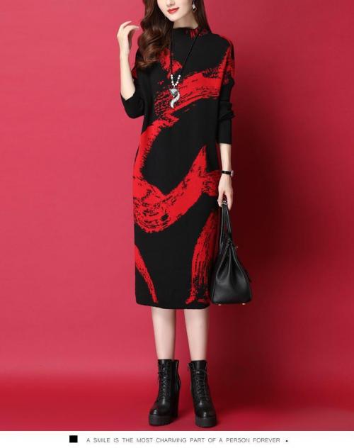 Đầm len suông phối màu TD77