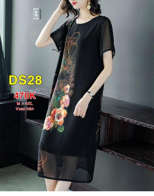 Đầm Suông In Hoa Hồng - DS28