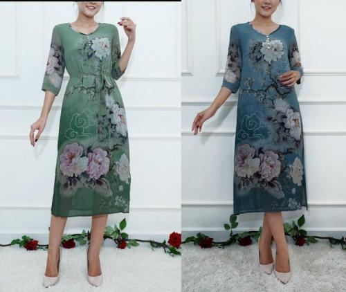 ĐẦM SUÔNG CỔ TIM ĐÍNH HẠT TRAI HOA MẪU ĐƠN - HN 1201