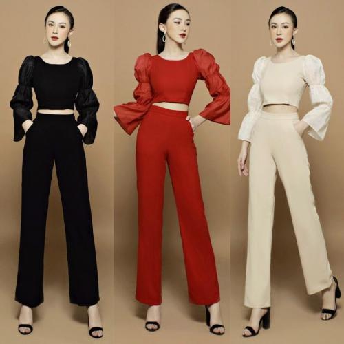 Set Áo Croptop Quần Ống Suông - SB48