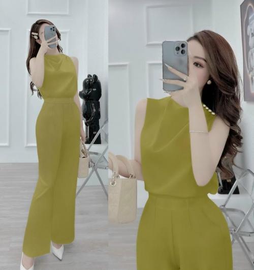 SÉT BỘ RỜI QUẦN DÀI ỐNG SUÔNG + ÁO CỔ ĐỔ VAI PHỐI NÚT-  HN1207