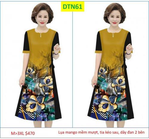 ĐẦM SUÔNG IN HỌA TIẾT ĐÍNH HẠT ĐAN DÂY 2 BÊN -DTN61