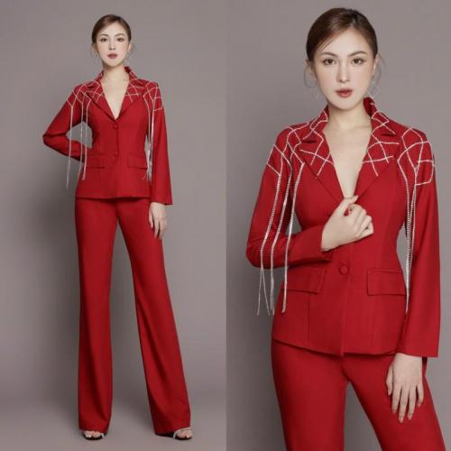 Vest doanh nhân đính dây pha lê cao cấp - D1188