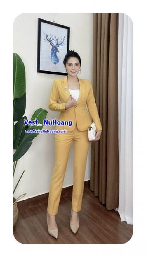 Bộ Vest nữ công sở cao cấp, áo dài tay, quần dài (Tặng kèm áo trong)-VN137