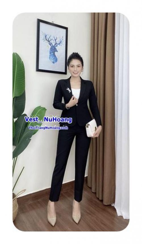 Bộ Vest nữ công sở cao cấp, áo dài tay, quần dài (Tặng kèm áo trong)-VN 136
