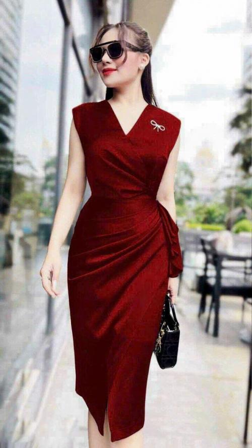 Đầm dạ hội màu đỏ phi rớt vai quyến rũ | Đầm dạ hội đẹp