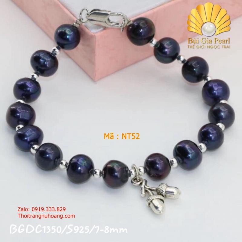 Lắc Tay Ngọc Trai Xanh Đen Phối Charm NT52