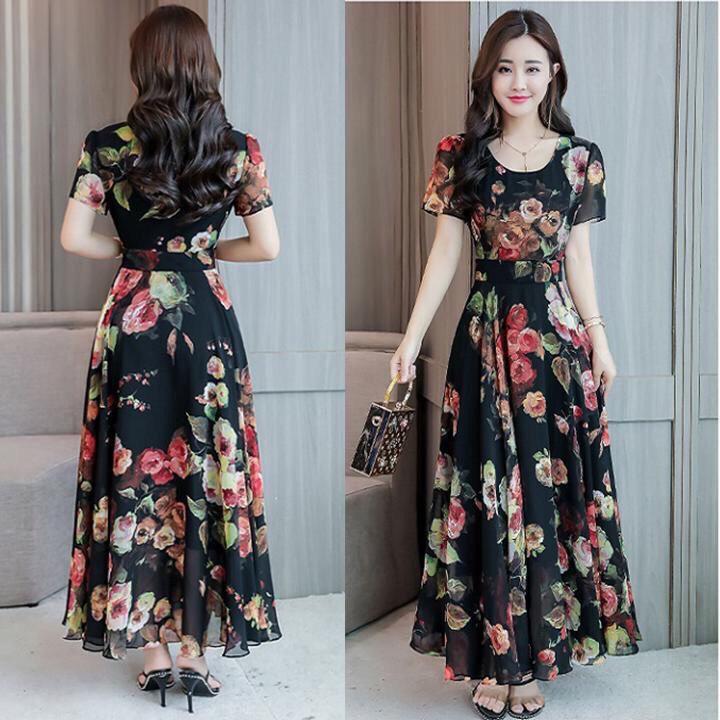 ĐẦM XÒE HOA DÁNG DÀI DUYÊN DÁNG HÀNG NHẬP - HN718