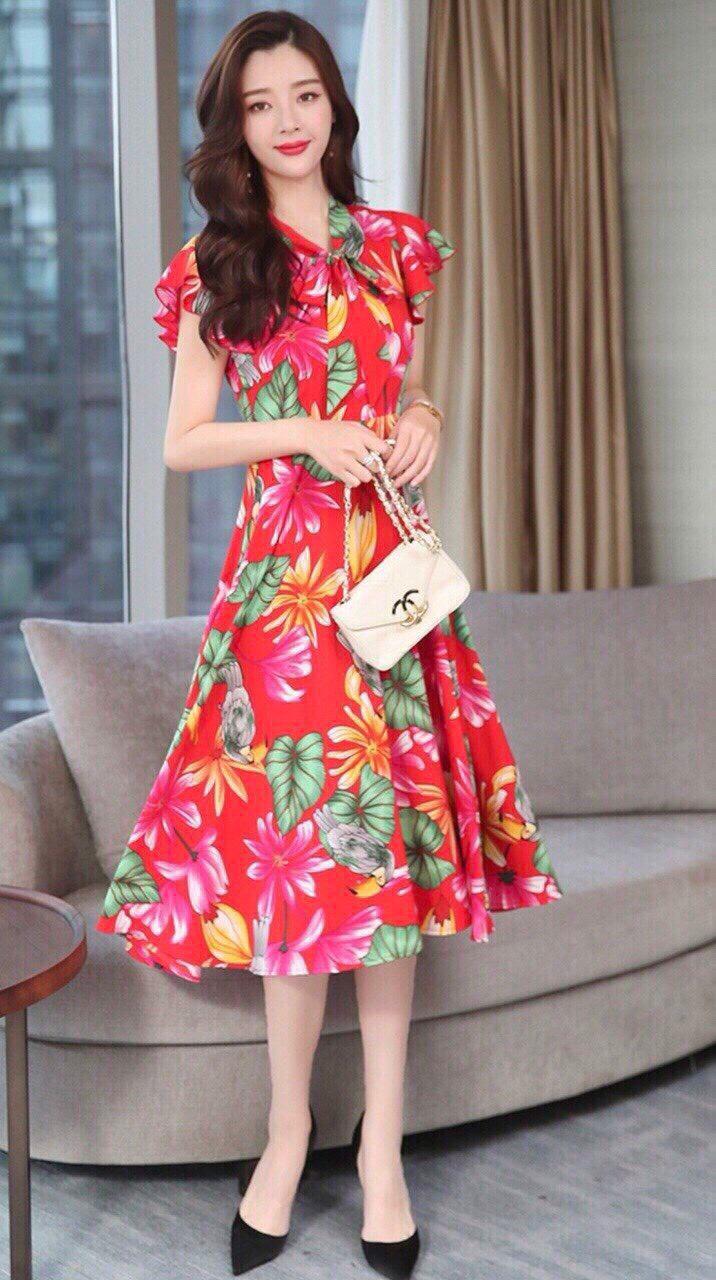 ĐẦM XÒE HỌA TIẾT CỔ NƠ CAO CẤP -HN717
