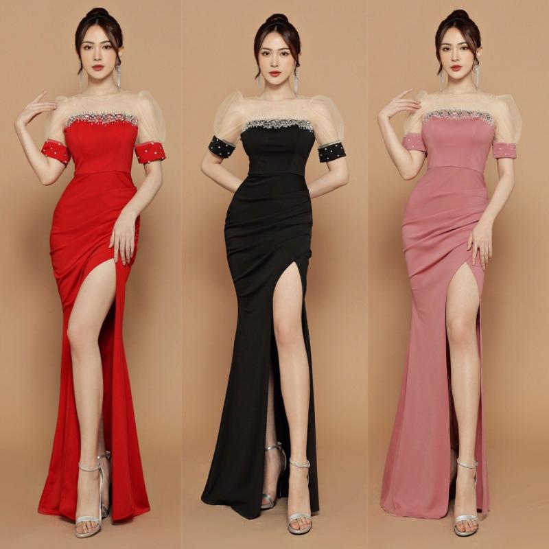 Đầm Dạ Hội Tay Phồng Kết Trúc - D635