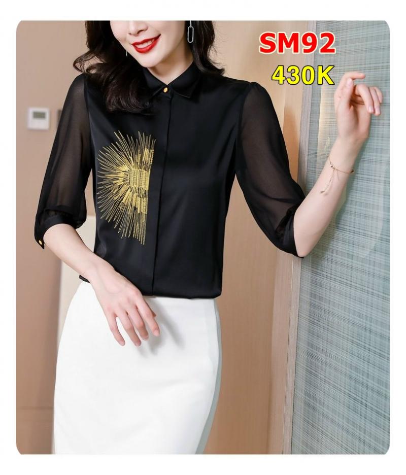 Áo Sơ Mi Tay Lỡ Thêu Cao Cấp - SM92