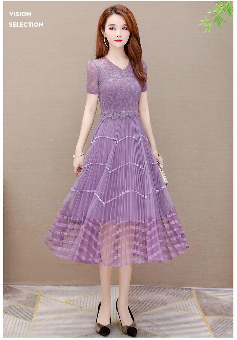 Đầm Ren Dập Ly Tay Ngắn- HN1046