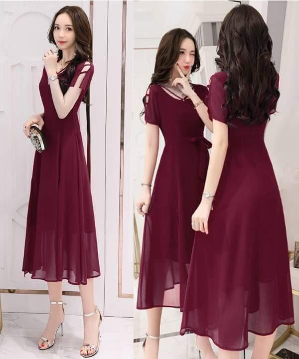 Đầm Maxi Tay Cách Điệu Cao Cấp - HN1050