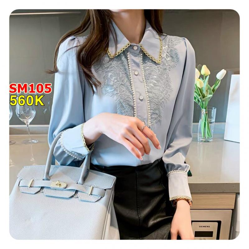 Áo Sơ Mi Cổ Ren Kết Hạt - SM105