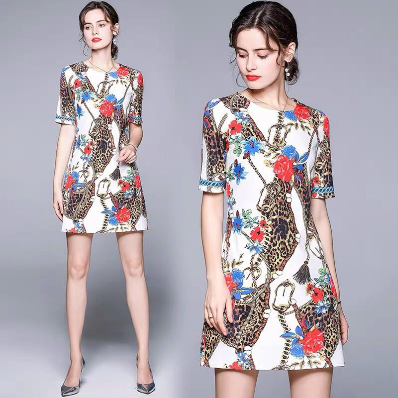 Đầm Lụa Họa Tiết Màu Sắc - HN1075