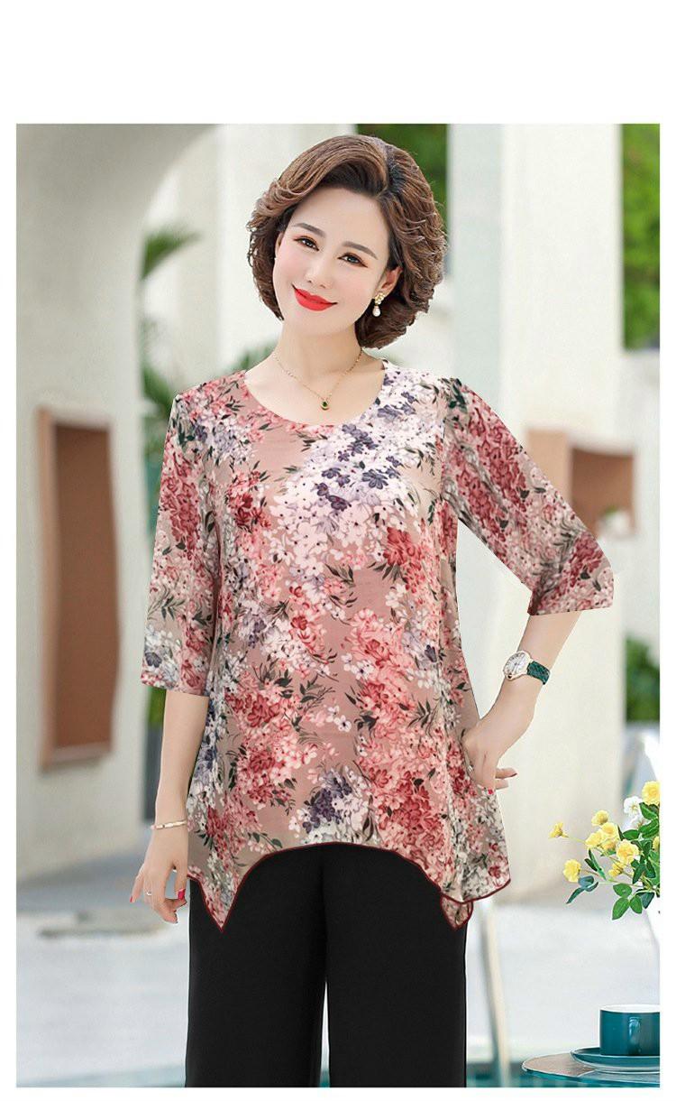 Áo Voan Cổ Tròn In Hoa - SM72