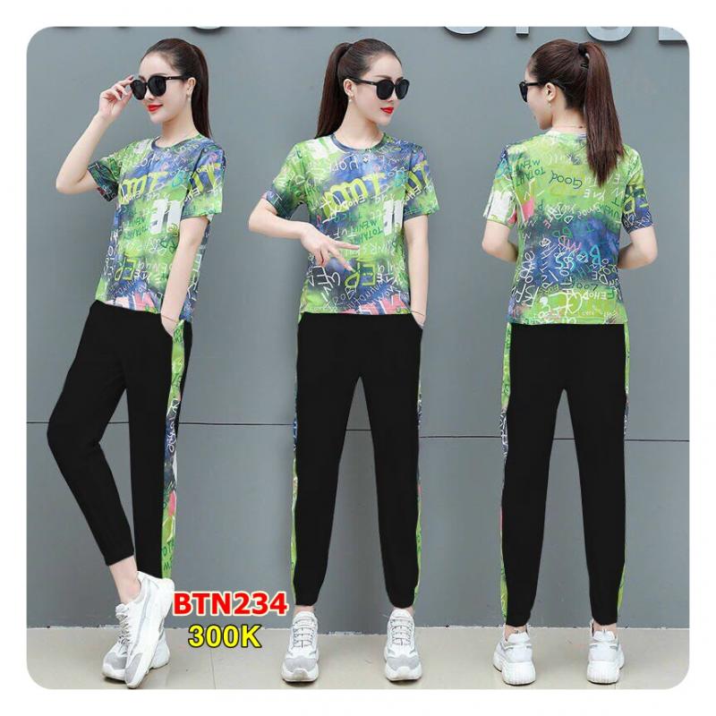 Set  Bộ Thời Trang Phối Họa Tiết Chữ Loang 3D Hot Hit - BTN234