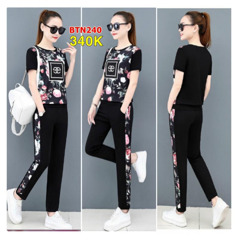 Set Bộ Thời Trang Cườm Đá Sang Trọng Trên Nền Hoa 3D - BTN240