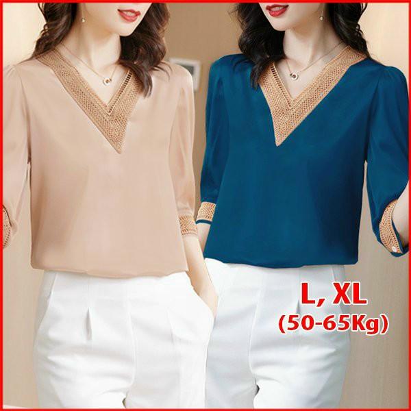 Áo Sơ Mi Trung Niên Phối Ren Cổ- SM114