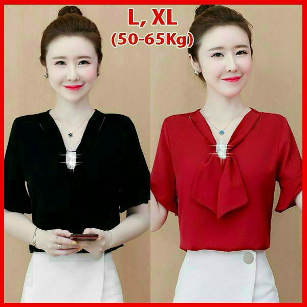 Áo Sơ Mi Trung Niên Đính Cườm Phối Tay Loe Xinh Xắn - SM116