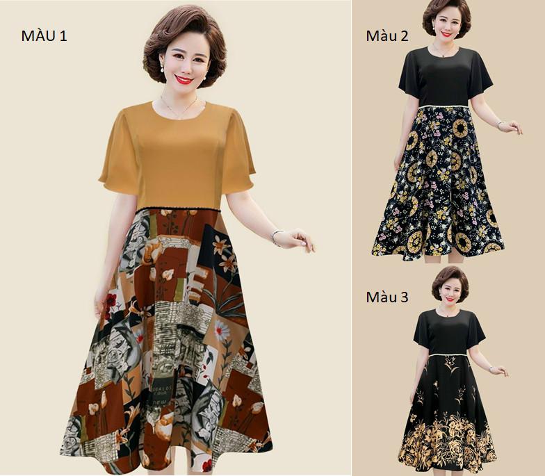 đầm dáng suông cho nữ 45-55 tuổi , váy cho nữ trung niên , váy cho mẹ mã  hàng MF75 | Shopee Việt Nam