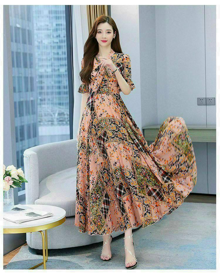 ĐẦM MAXI HỌA TIẾT DÁNG DÀI CAO CẤP SANG CHẢNH-HN1150