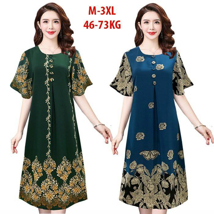 ĐẦM SUÔNG TAY CÁNH TIÊN ĐÍNH 5 NÚT IN HỌA TIẾT  CAO CẤP-1152