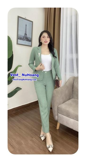 Bộ Vest nữ công sở cao cấp, áo dài tay, quần dài (Tặng kèm áo trong)-VN141