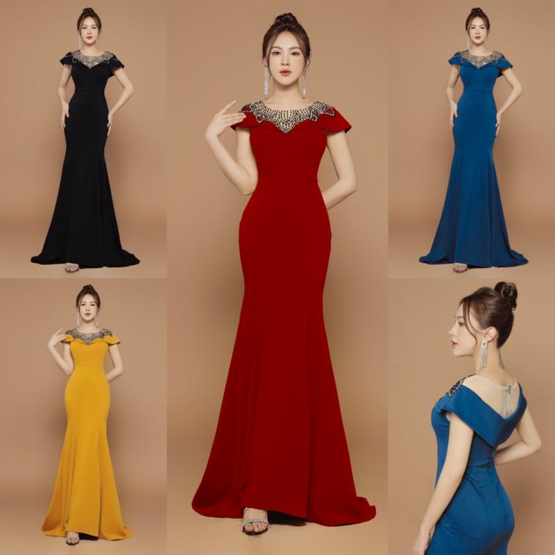 Đầm Dạ Hội Đuôi Cá Xẻ Tà Tone Đen Đính Đá Sang Trọng Sophia Dress - Đầm  Quỳnh Anh Luxury Fashion