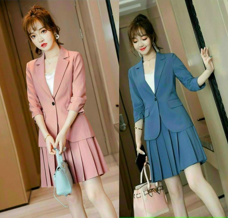 SÉT BỘ VEST CHÂN VÁY DẬP LY CAO CẤP ( HÀNG NHẬP)-VN142