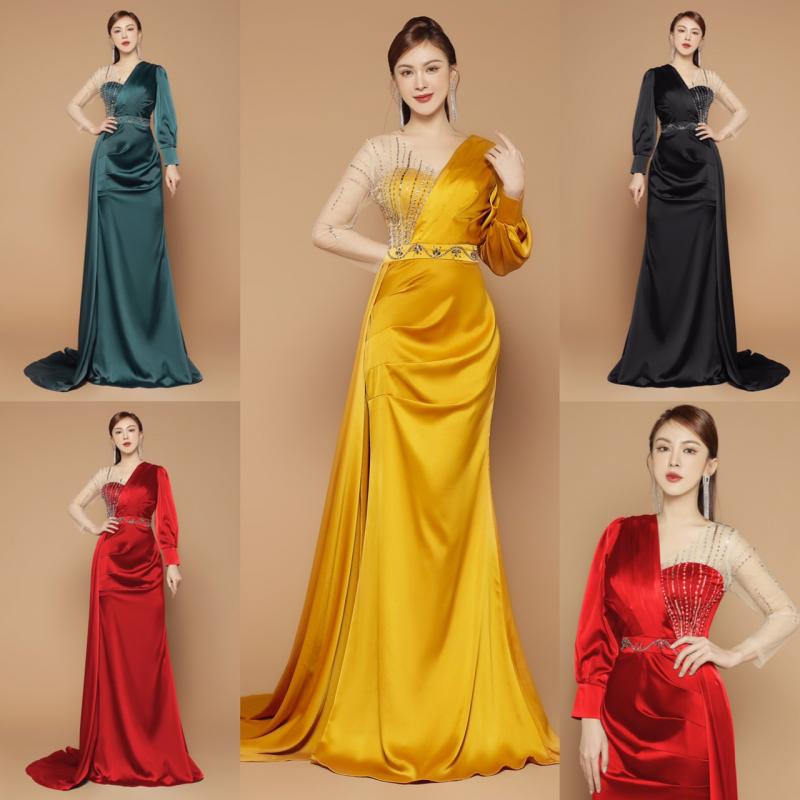 DẠ HỘI TAY DÀI KẾT PHA LÊ CAO CẤP -D1033