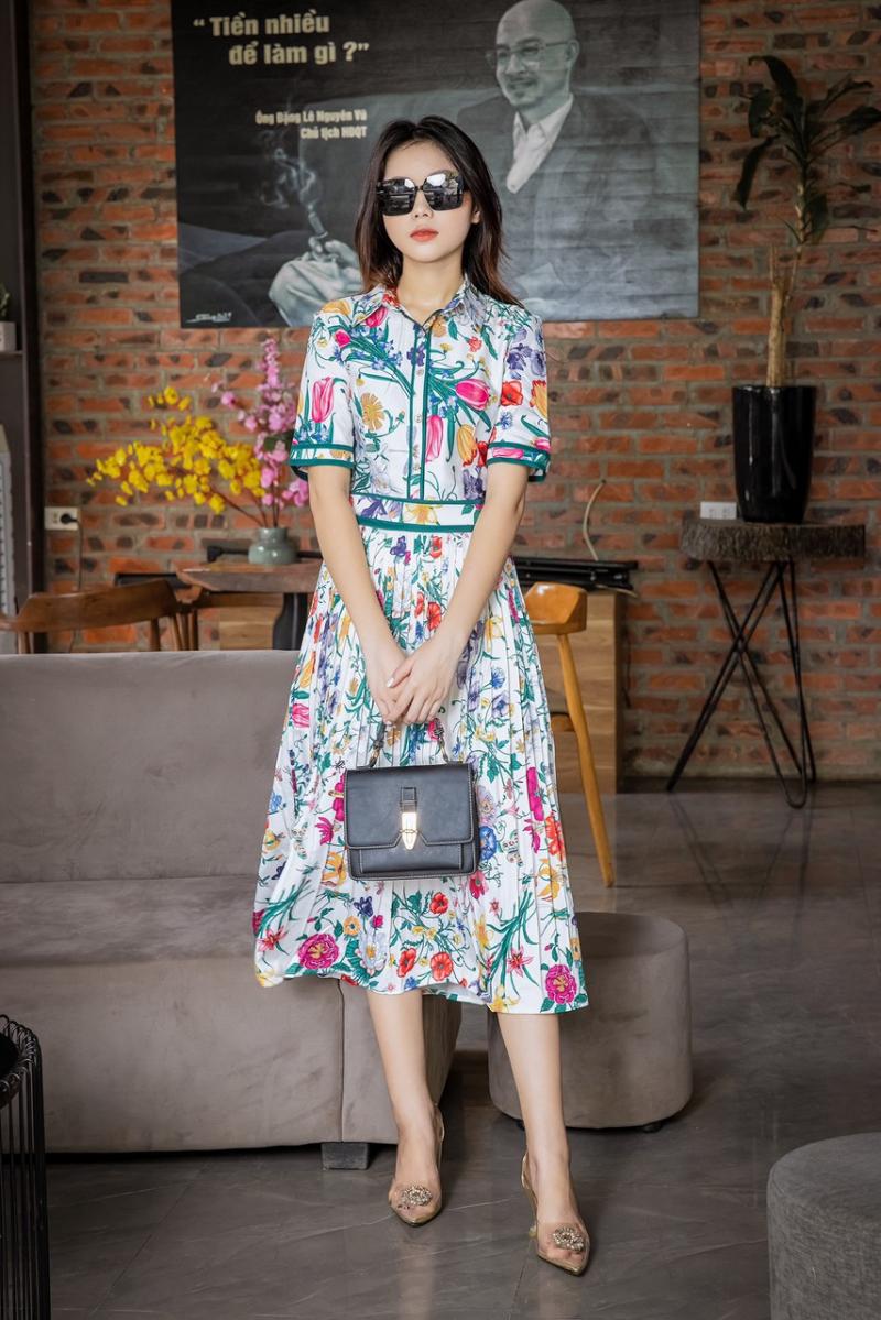 ĐẦM LỤA CỔ SƠ MI CAO CẤP  ( ẢNH THẬT KHO CHỤP ) - D1168