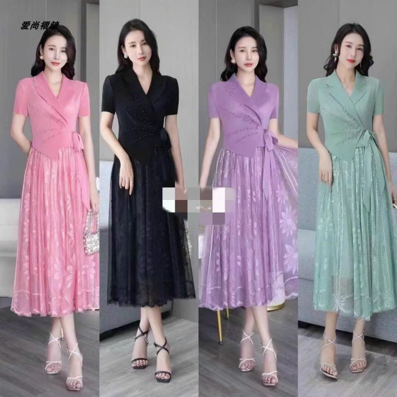 ĐẦM LỤA DẬP LY PHỐI REN THÊU CAO CẤP -D1246