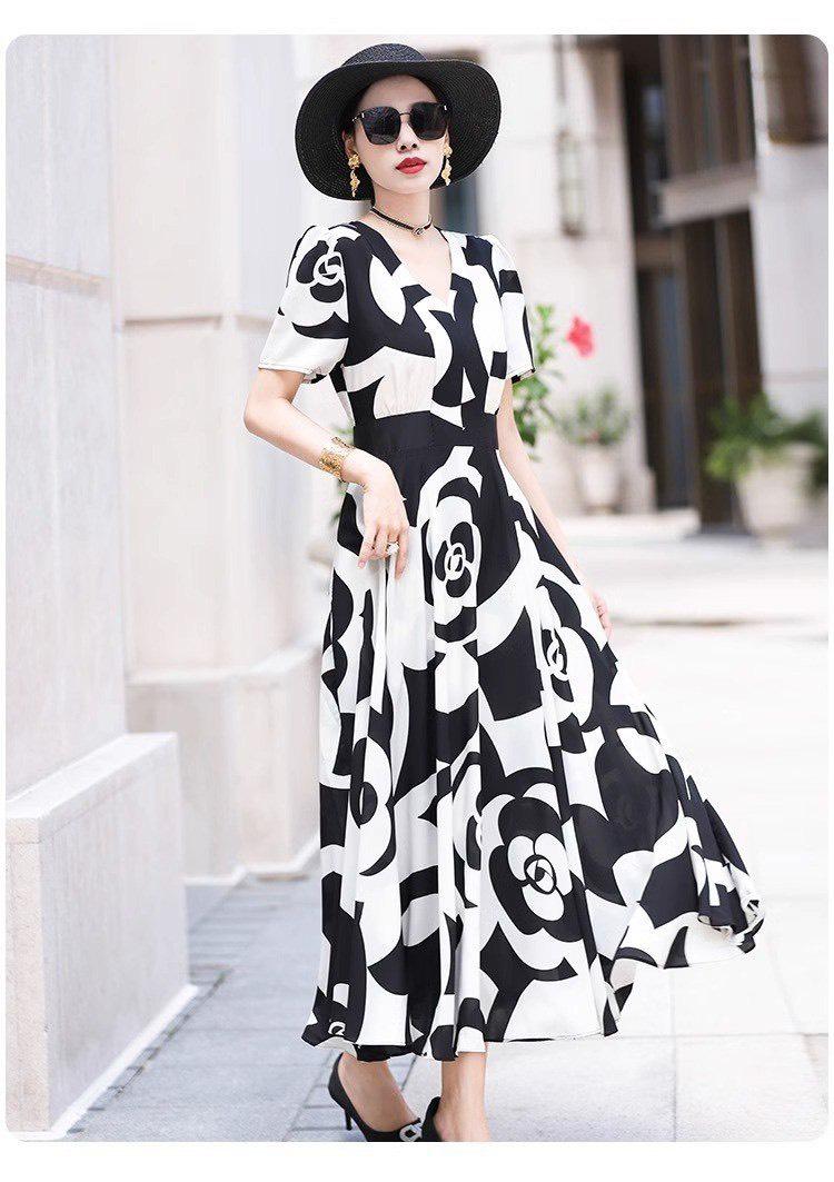 ĐẦM LỤA HOA DÁNG DÀI CAO CẤP SIÊU ĐẸP - D1226