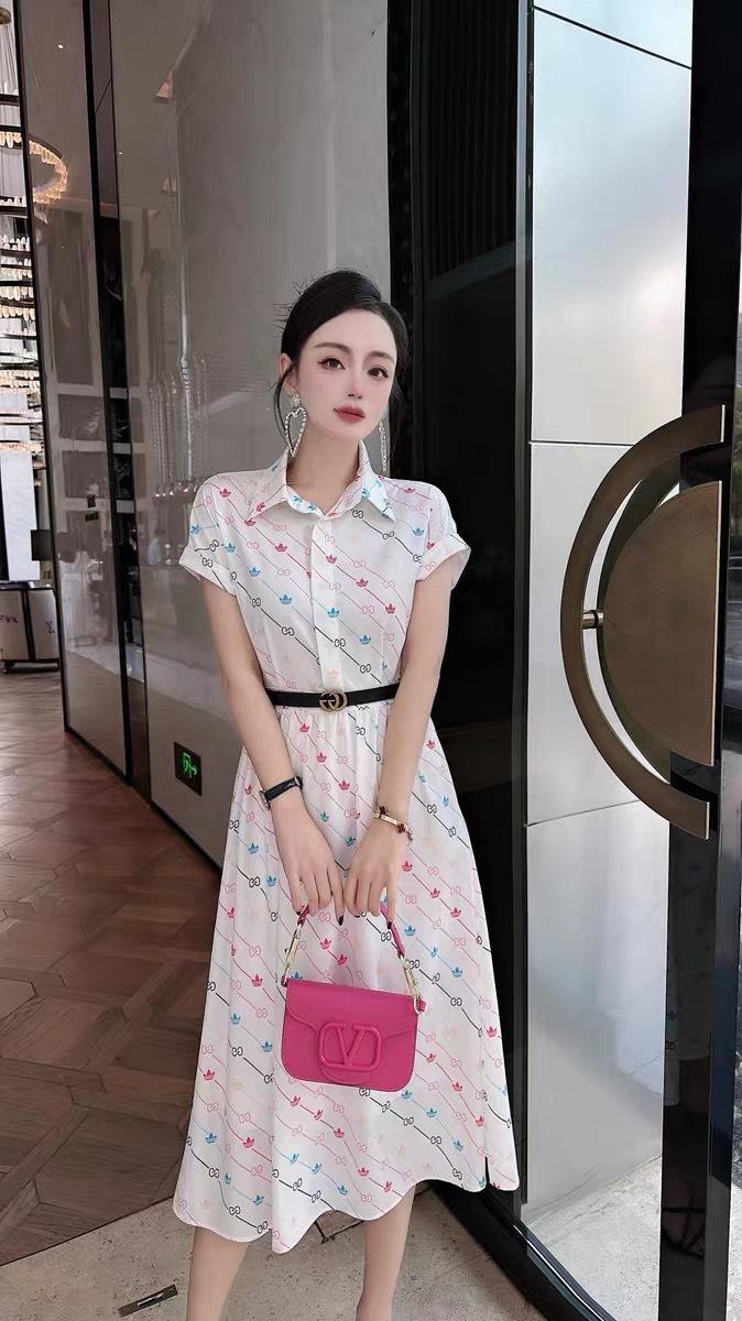 ĐẦM LỤA GUCCI KÈM NỊT CAO CẤP -D1241